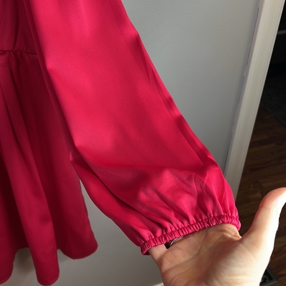 Vero Moda Short Satin Dress Fuchsia Size 14 - Picture 6 of 11